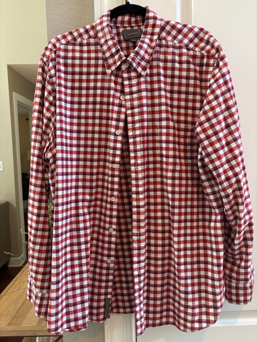 Saddlebred Red and White Gingham Button-Down Shirt